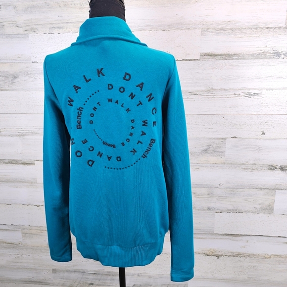 Bench Mikina Funnel Neck Zip Up Microfleece Small Teal Activewear Dancecore - Picture 7 of 15